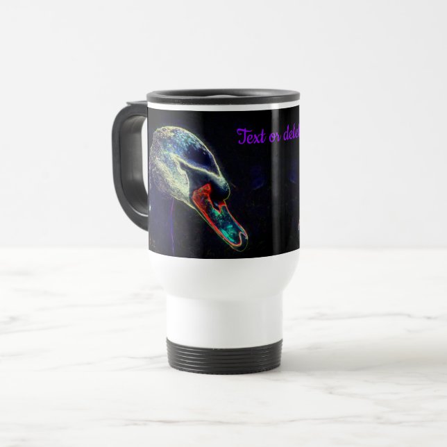 Regal Swan Abstract Art Personalised  Travel Mug (Front Left)