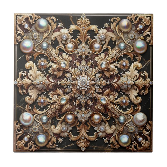 Regal Symmetry: An Opulent Baroque Masterpiece Tile (Front)