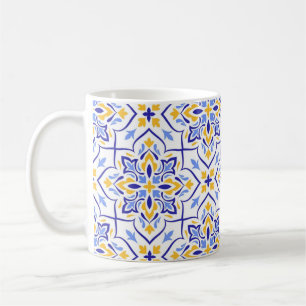 Regal Symphony Blue and Gold Luxury Mediterranean Coffee Mug