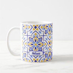 Regal Symphony Blue and Gold Luxury Mediterranean Coffee Mug