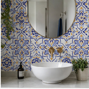 Regal Symphony Blue and Gold Luxury Mediterranean Tile