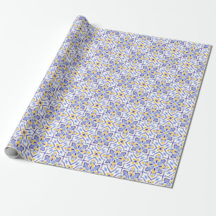 Regal Symphony Blue and Gold Luxury Mediterranean Wrapping Paper