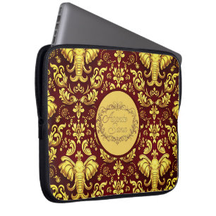 Regal Trumpeting Glory: Personalized Crimson Mara Laptop Sleeve