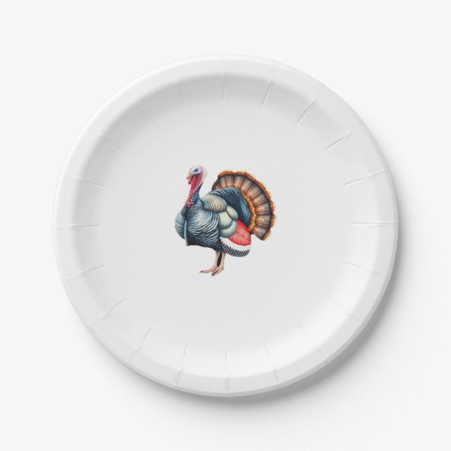 Regal Turkey Display Art Classic T-Shirt Paper Plate (Front)