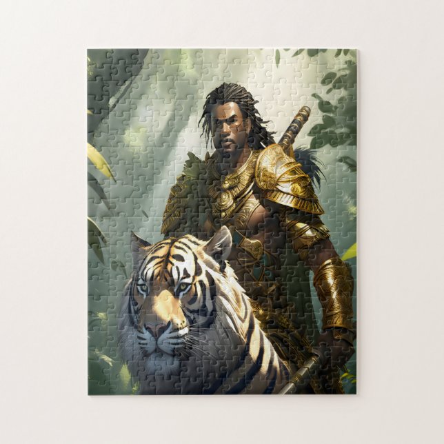 Regal Warrior and Tiger Jigsaw Puzzle (Vertical)