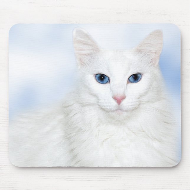 Regal white cat mouse mat (Front)