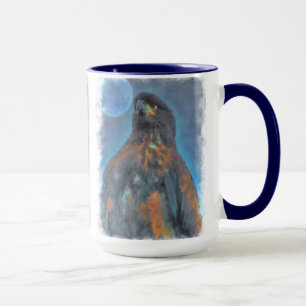 Regal Young Bald Eagle and Moon Painting Mug