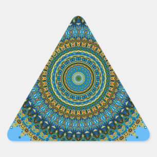 Regalia Aqua Blues Kaleidoscope No. 5 Triangle Sticker
