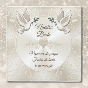 Regalos de boda personalizados, posavasos. glass coaster