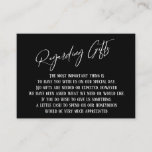 Regarding Gifts Handwriting Black and White Enclosure Card<br><div class="desc">These simple, distinctive card inserts were designed to match other items in a growing event suite that features a modern casual handwriting font over a plain background you can change to any colour you like. On the front side you read "Regarding Gifts" in the featured type; on the back I've...</div>