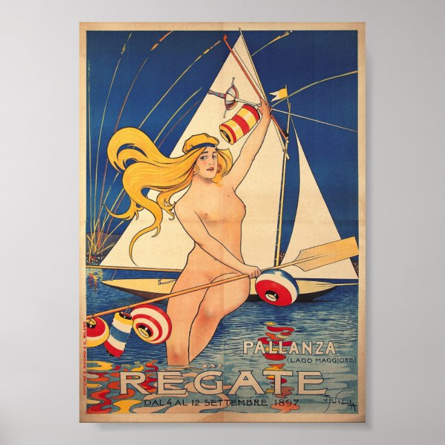 Regate, Sailing, Italy, Art Nouveau Poster (Front)