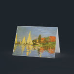 Regatta at Argenteuil by Claude Monet Card<br><div class="desc">Regatta at Argenteuil (1872) by Claude Monet is a vintage impressionism fine art nautical painting. You can see the reflection of the sailboats in the lake water. A maritime seascape with a yacht or boat race on a sunny summer season day. About the artist: Claude Monet (1840-1926) was a founder...</div>
