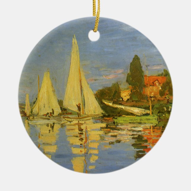 Regatta at Argenteuil by Claude Monet Ceramic Tree Decoration (Front)