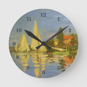 Regatta at Argenteuil by Claude Monet Round Clock