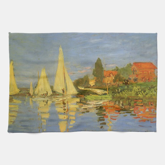 Regatta at Argenteuil by Claude Monet Tea Towel (Horizontal)
