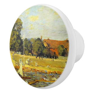 Regatta at Hampton Court Alfred Sisley Poster Ceramic Knob