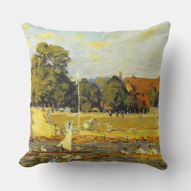 Regatta at Hampton Court Alfred Sisley Poster Cushion (Front)