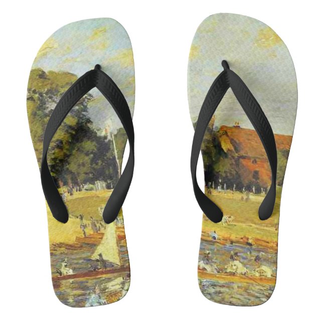 Regatta at Hampton Court Alfred Sisley Poster Flip Flops (Footbed)