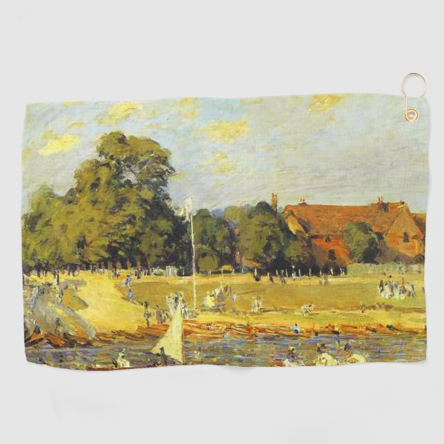 Regatta at Hampton Court Alfred Sisley Poster Golf Towel (Horizontal)