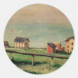 Regatta at Villerville by Gustave Caillebotte Classic Round Sticker