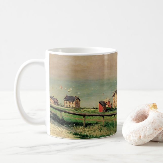 Regatta at Villerville by Gustave Caillebotte Coffee Mug (With Donut)