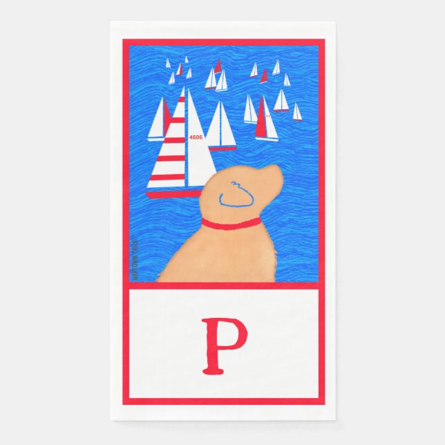 Regatta Day Yellow Dog Cloth Guest Towel Napkin (Front)