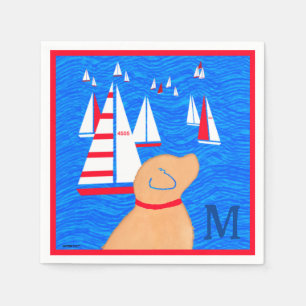 Regatta Day Yellow Dog Cocktail Napkins Monogram