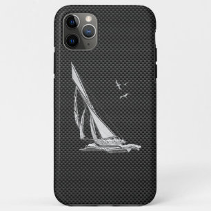 Regatta Sailboat on Carbon Fiber Style  iPhone 11 Pro Max Case