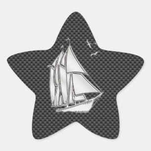 Regatta Sailboat on Carbon Fibre Style Star Sticker