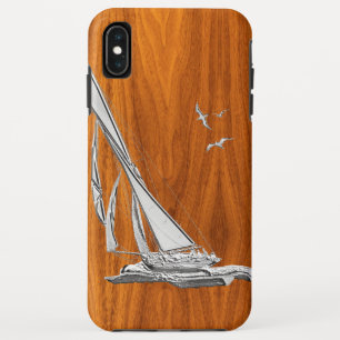 Regatta Sailboat on Teak Veneer Style iPhone XS Max Case