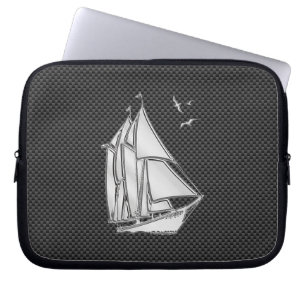 Regatta Style Sailboat on Carbon Fibre Decor Laptop Sleeve
