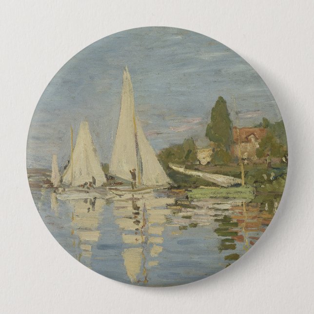 Regattas at Argenteuil, OIl Painting, Claude Monet 10 Cm Round Badge (Front)