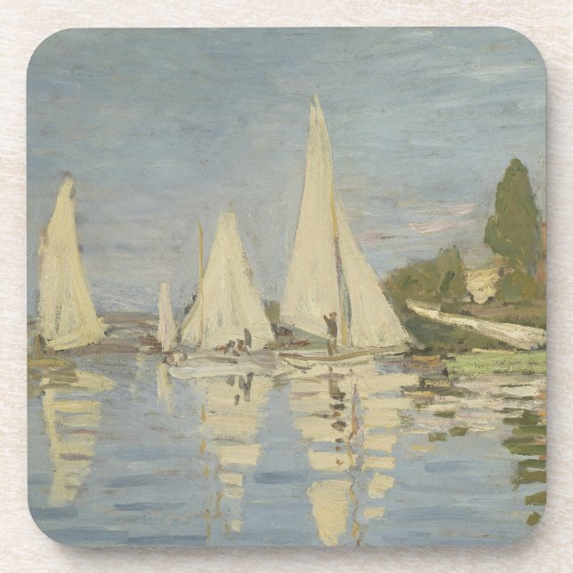 Regattas at Argenteuil, OIl Painting, Claude Monet Coaster (Front)