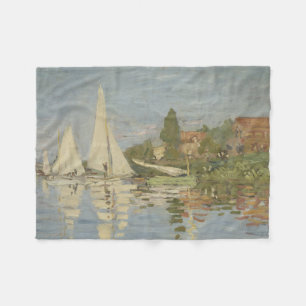 Regattas at Argenteuil, OIl Painting, Claude Monet Fleece Blanket