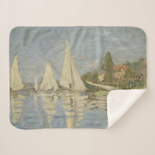 Regattas at Argenteuil, OIl Painting, Claude Monet Sherpa Blanket