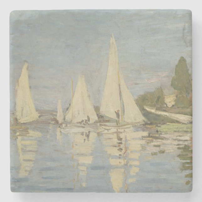 Regattas at Argenteuil, OIl Painting, Claude Monet Stone Coaster (Front)