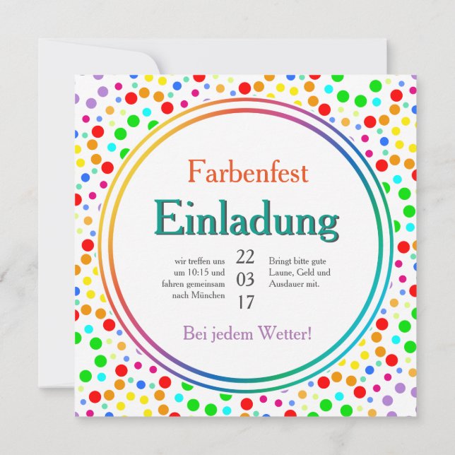 Regenbogen Einladung Invitation (Back)