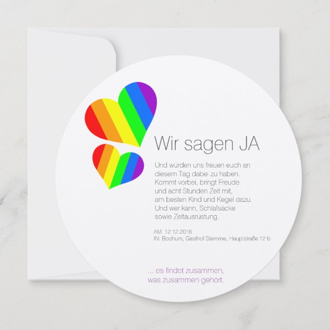 Regenbogen Einladung Invitation (Back)