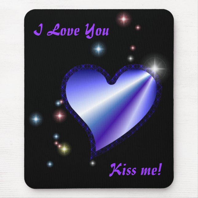 Regenbogen-Herz mit Sternchen auf schwarz Mouse Mat (Front)