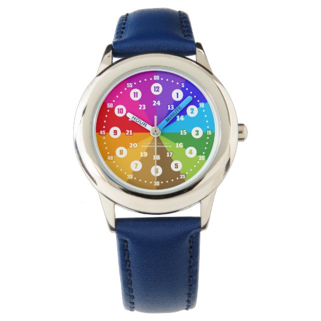 Regenbogen Lernuhr Armbanduhr 12 Stunden Anzeige Watch (Front)