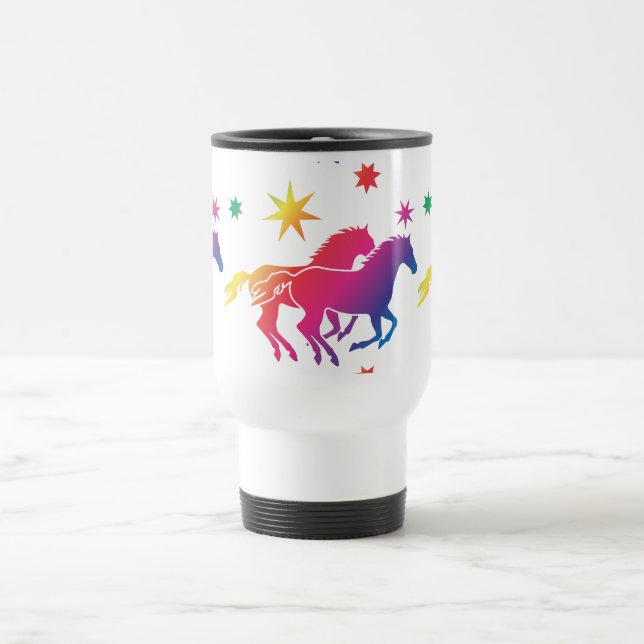 Regenbogen Pferde Travel Mug (Center)