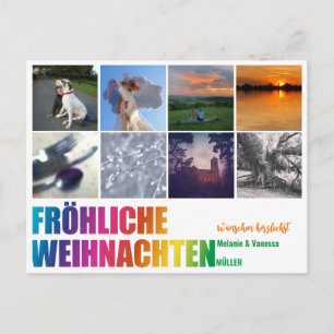 Regenbogen Weihnachtspostkarte  Postcard
