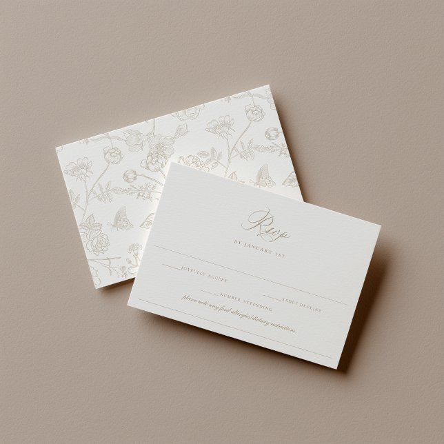 Regency Beige Allergy Diet Restriction Wedding RSVP Card (Creator Uploaded)