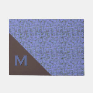 Regency Blue and Brown Monogrammed Door Mat