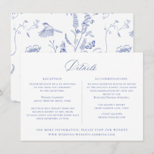 Regency Blue Floral Wedding Details Card