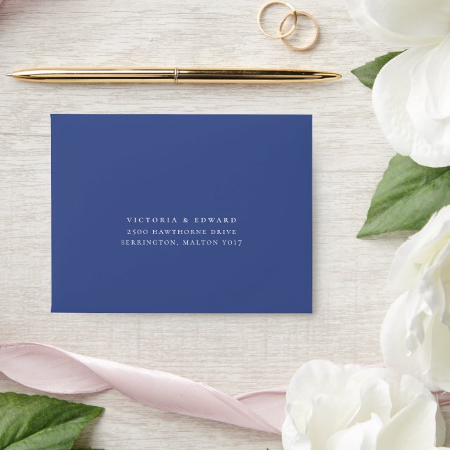 Regency Blue Floral Wedding RSVP Envelope (Wedding)