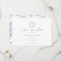 Regency Blue Monogram Crest Wedding