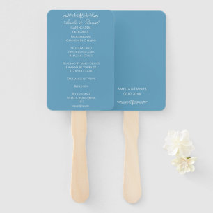 Regency Blue wedding Ceremony Program Hand Fan