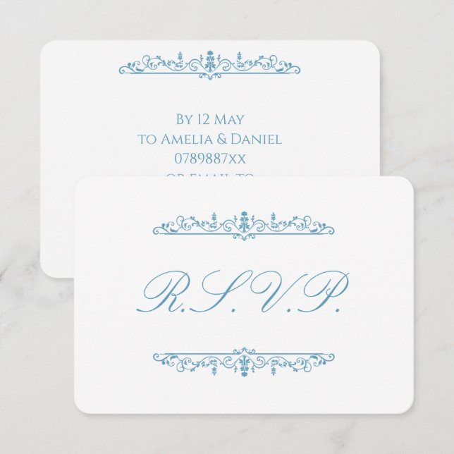 Regency Blue  & White RSVP Card (Front/Back)