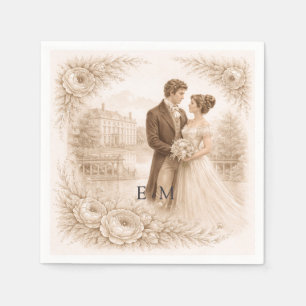 Regency Botanical Engraving Wedding Napkin